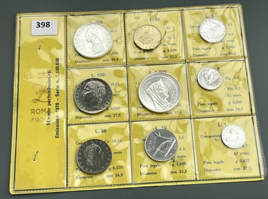 Vintage 1970 Mint Set of Italian Coins