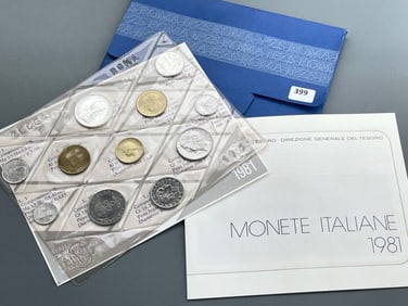 Italian Coins 1981 Mint Set Issued by Ministero Del Tesoro Italy
