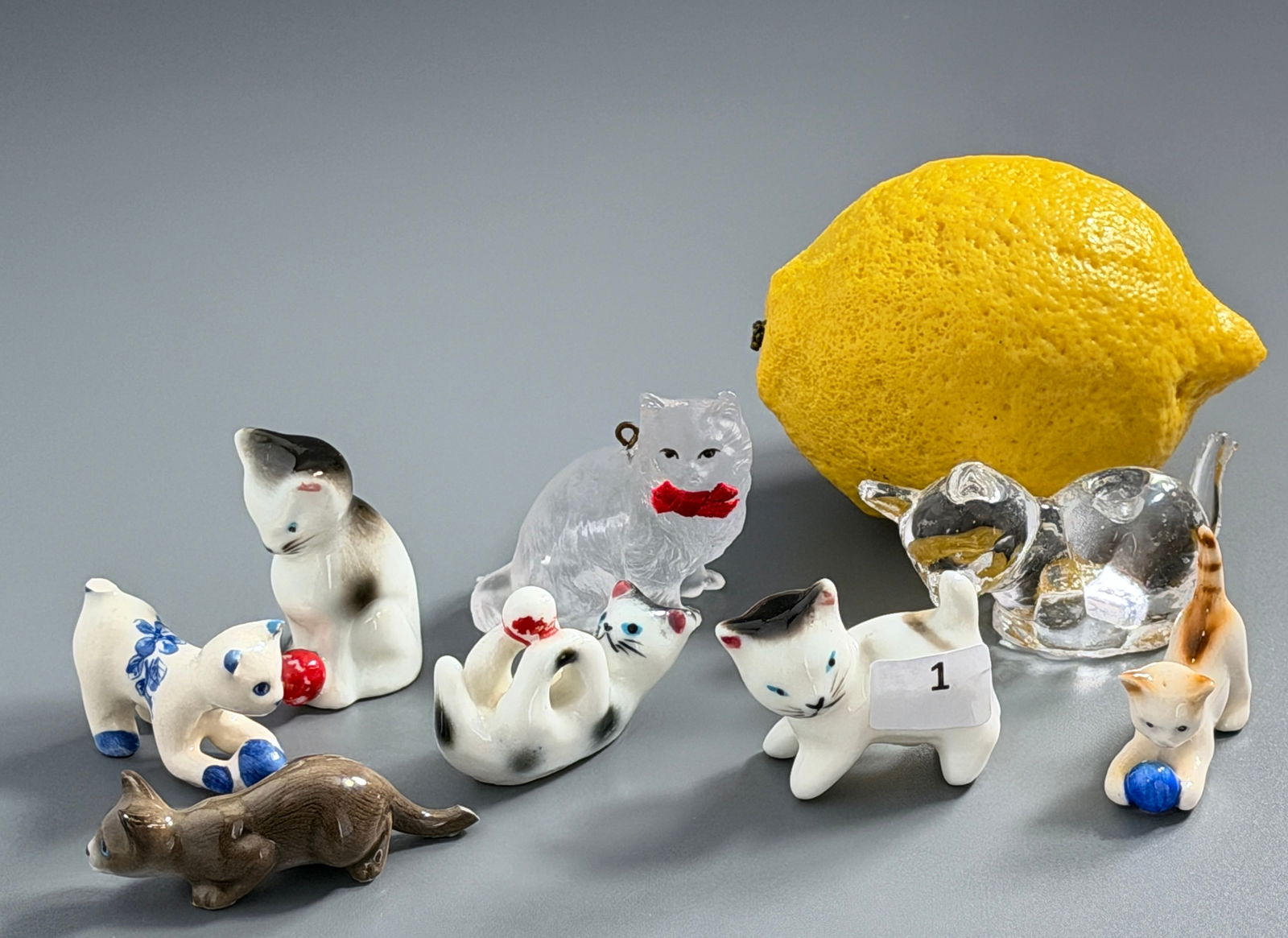 Collection of 6 Small Cat Lowers Figurines