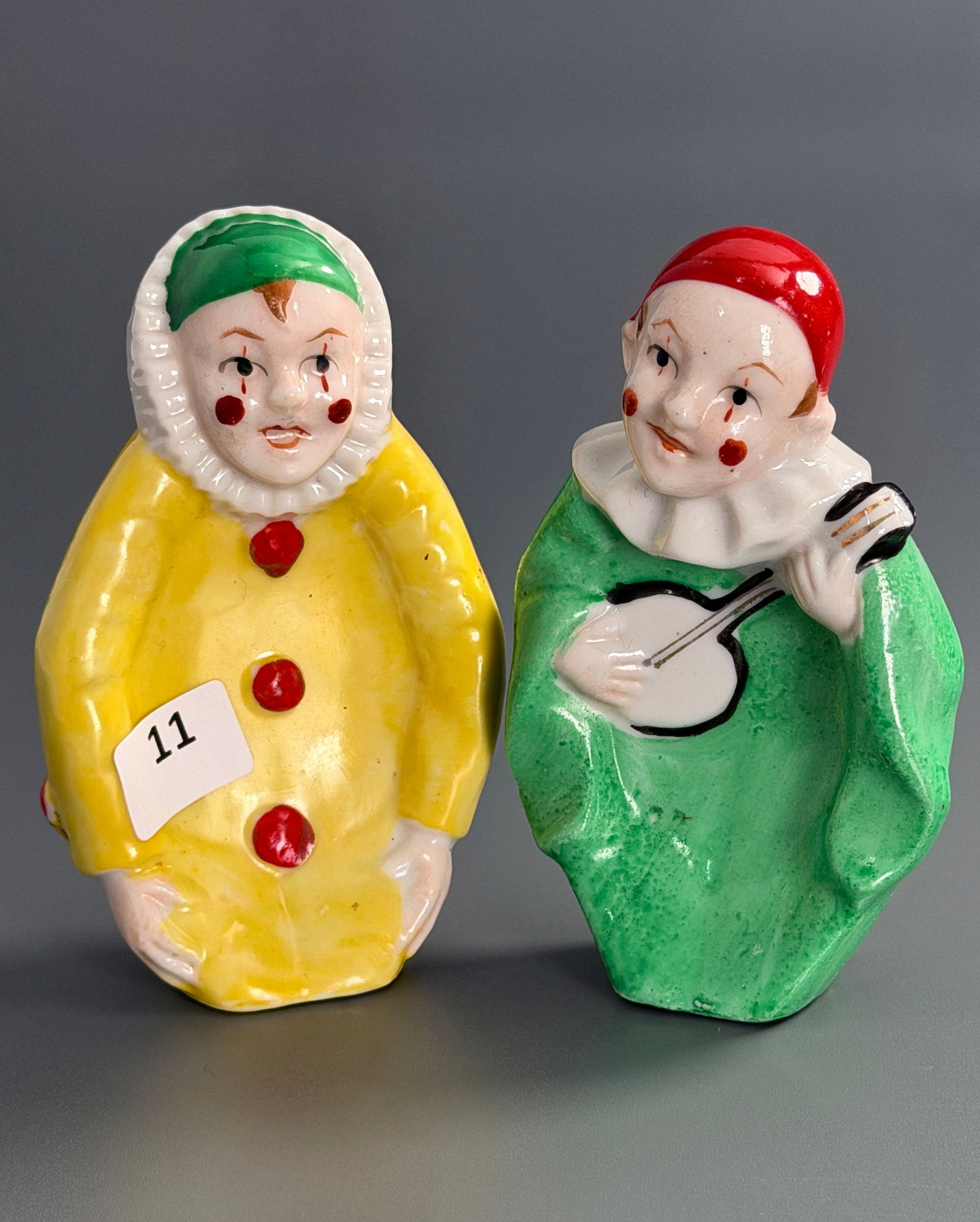 Pierrot Harlequin Clown Lot of 2 Art Deco Period Individual Porcelain Ashtrays Made in Japan (1 of 4)