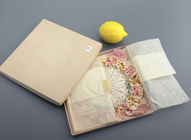 Collection of Vintage Small Crochet Easter Egg Baskets and Doilies