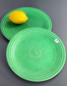 Vintage Genuine Fiesta Pottery Dinner Plate Set of 2 Turquoise Green Plates