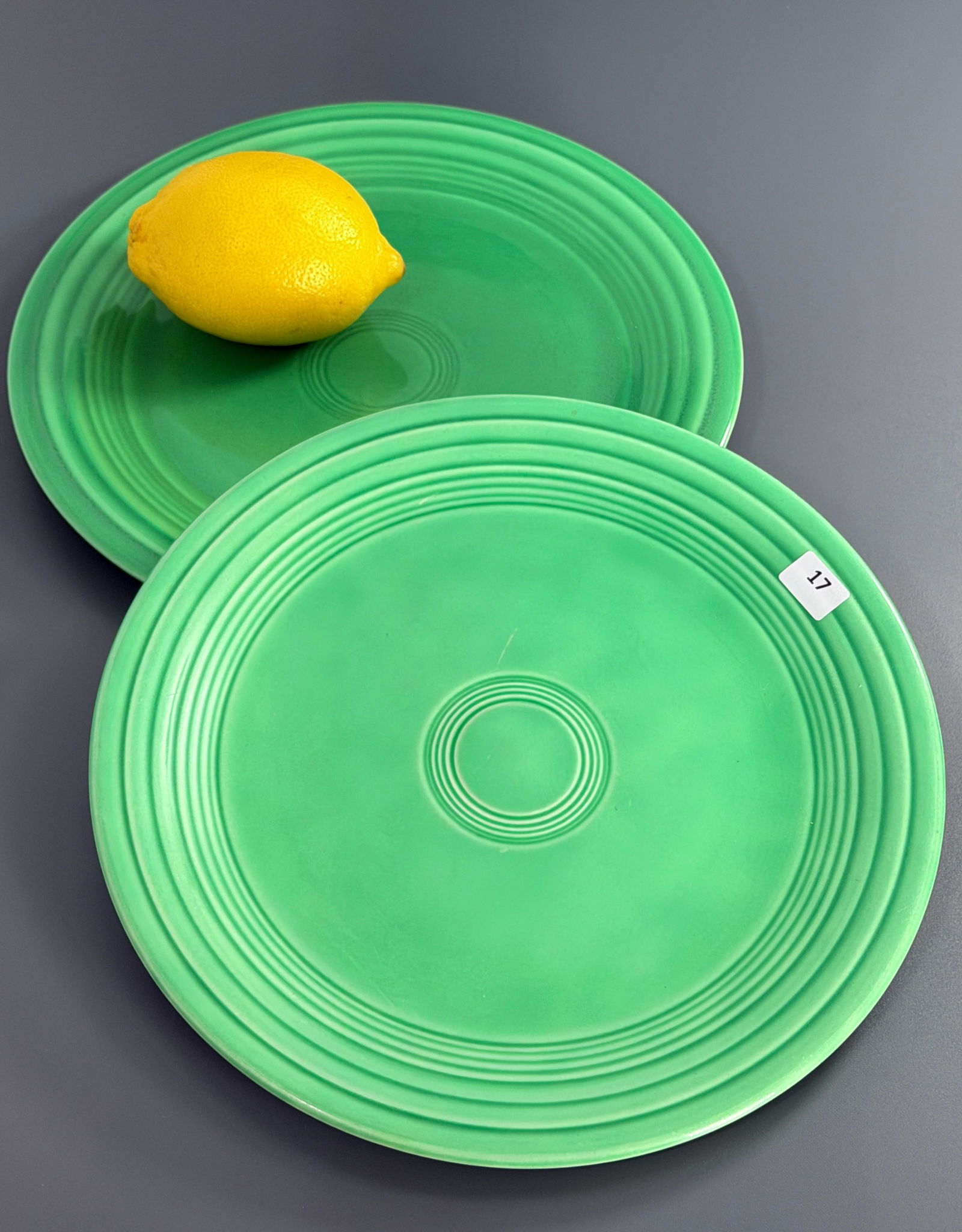 Vintage Genuine Fiesta Pottery Dinner Plate Set of 2 Turquoise Green Plates: Vintage Genuine Fiesta Pottery Dinner Plate Set of 2 Turquoise Green Plates Approximately 9 1/2 inches in diameter For all high ticket items, including watches and jewelry, thebuyer identity has to be