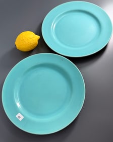 Vintage Franciscan Aqua Blue Pottery Dinner Plate Lot of 2