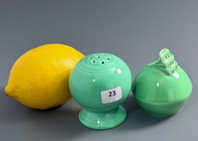 Vintage Art Deco Period Turquoise Bleu Green Salt Shakers Lot of 2