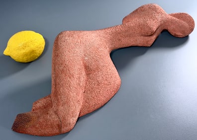 Mid Century Modern Reclining Nude Terracotta Art Sculpture c.1960-s