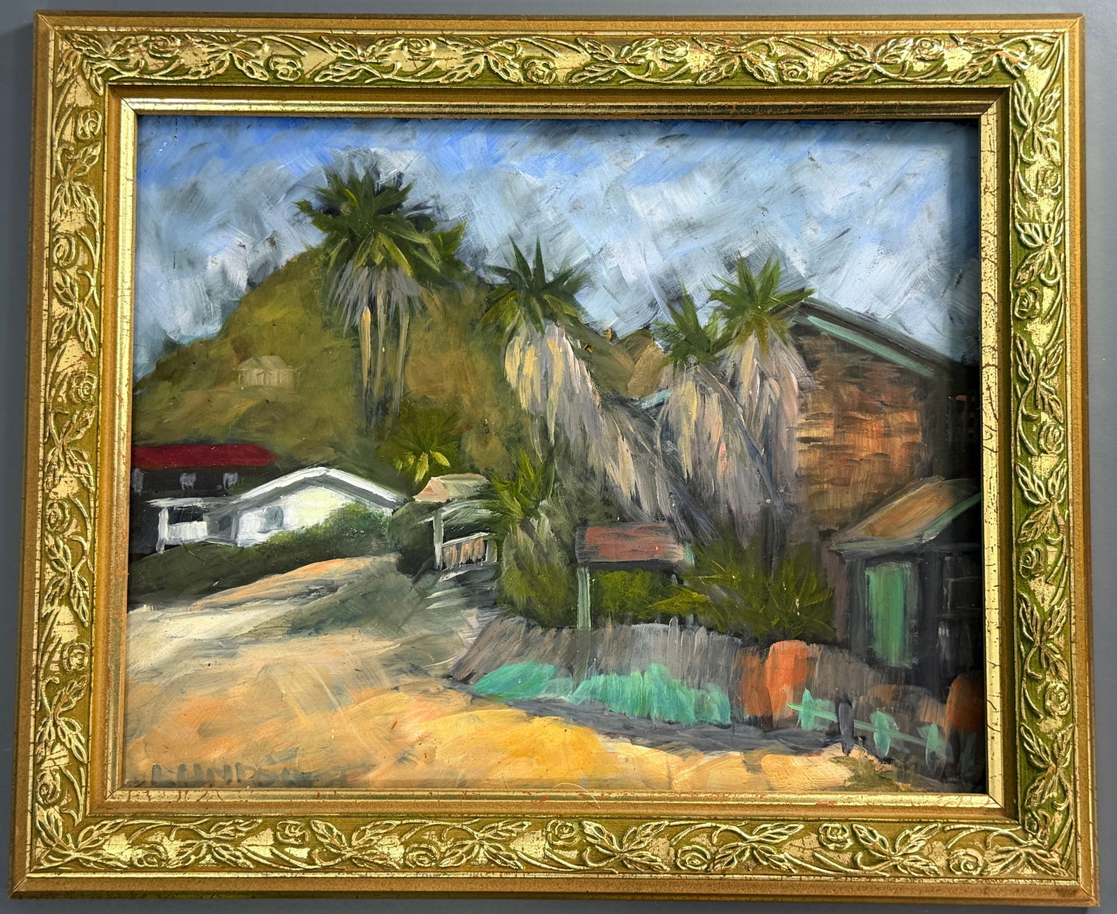 Dawn Lundquist Hawaii Original Signed Landscape Painting on Board Hawaiian Contemporary Artist: Dawn Lundquist Hawaii Original Signed Landscape Painting on Board Hawaiian Contemporary Artist Approximately 10 1/16 x 12 1/16 inches framed. For all high ticket items, including watches and jewelry,