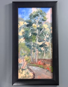 Contemporary American Hawaiian Artist Dawn Lundquist Alleyway Original Signed Oil Painting on Board