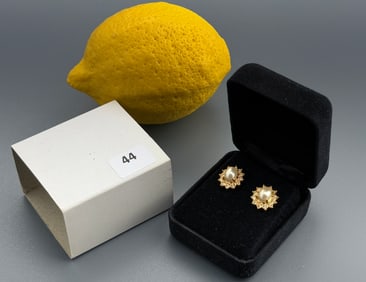 Mid Century Vintage Never Used Jeweled Pierced Earrings in Original Box Monte Sereno Estate