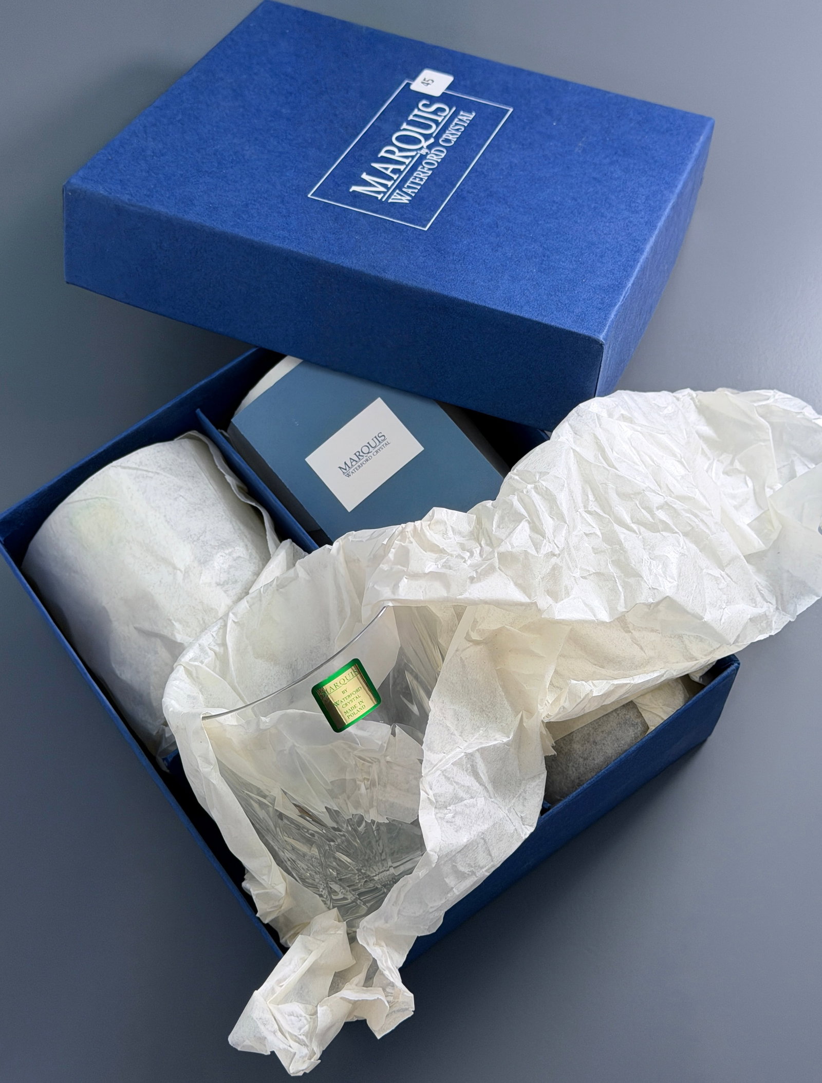 Marquis by Waterford Whiskey Glasses Vintage Unused Boxed Set of 4: Marquis by Waterford Whiskey Glasses Vintage Unused Boxed Set of 4 For all high ticket items, including watches and jewelry, thebuyer identity has to be confirmed prior to shipping. Shipping may be he