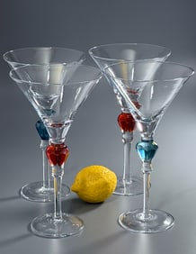 Mid Century Large Martini Stem Glasses Set of 4