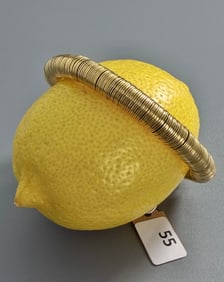 High Karat Gold Tone Torque Disc Flexible Bangle Bracelet Vintage Costume Jewelry