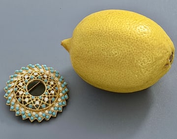 Sarah Coy Round Brooch Vintage Costume Jewelry