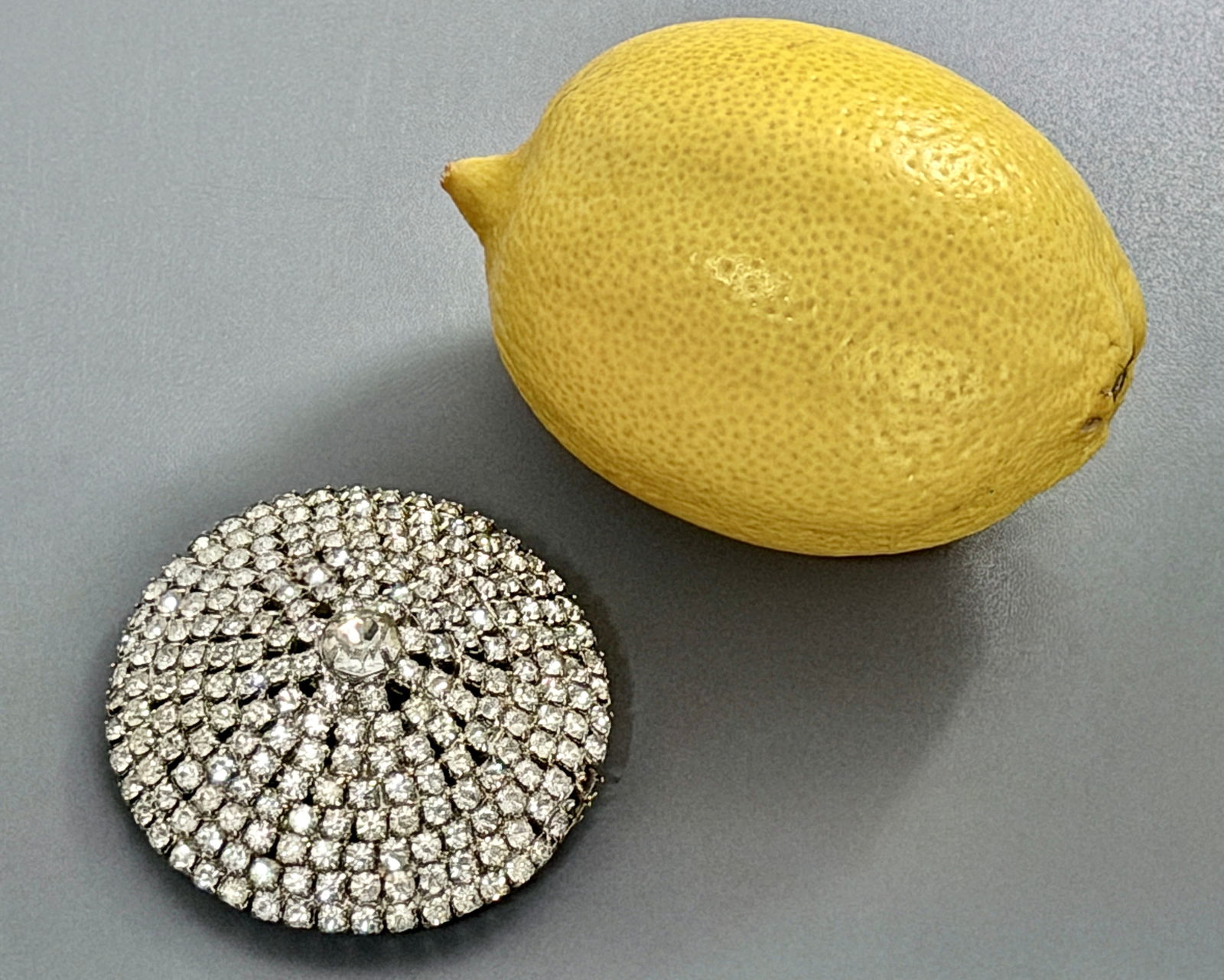 Large Domed Sparkly Rhinestone Round Brooch Vintage Costume Jewelry (1 of 4)