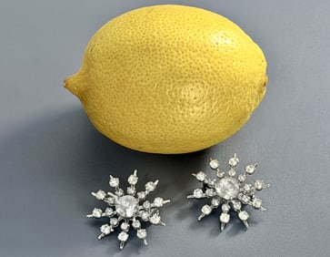 Sparkly Snowflake Brooch Lot of 2 Vintage Christmas Costume Jewelry