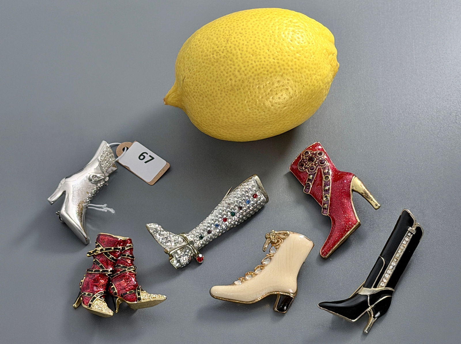 Winter Boots Rhinestone Jeweled Enamel Brooches Christmas Holiday Pins Vintage Mid Century Costume (1 of 3)