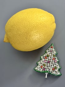 Kramer Rhinestone Christmas Tree Brooch Vintage Holidays Costume Jewelry