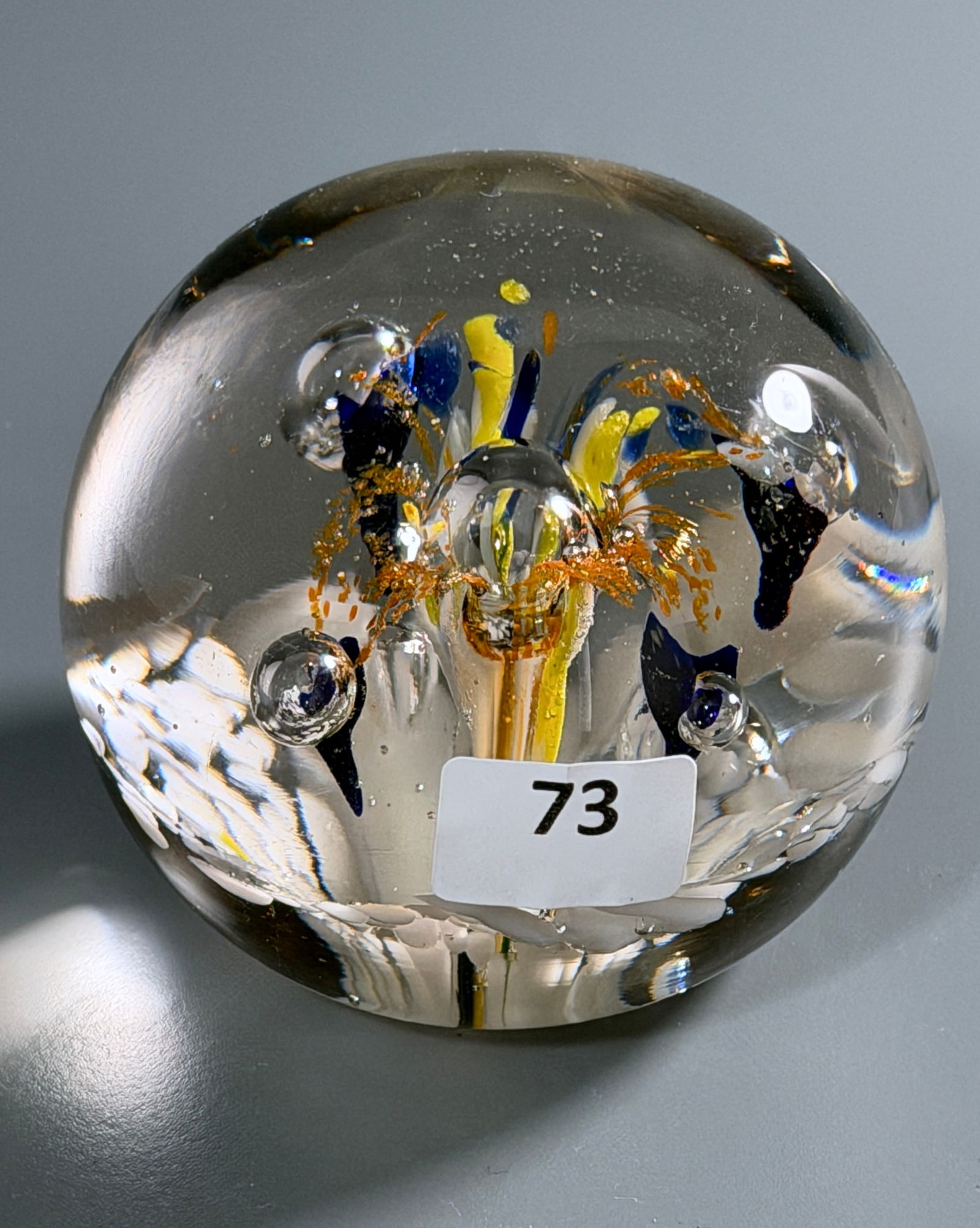 Control Air Bubble Fountain on White Mottled Background Art Glass Paperweight (1 of 4)