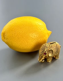 Gilded Elephant Perfume Box Red Jeweled Eyes