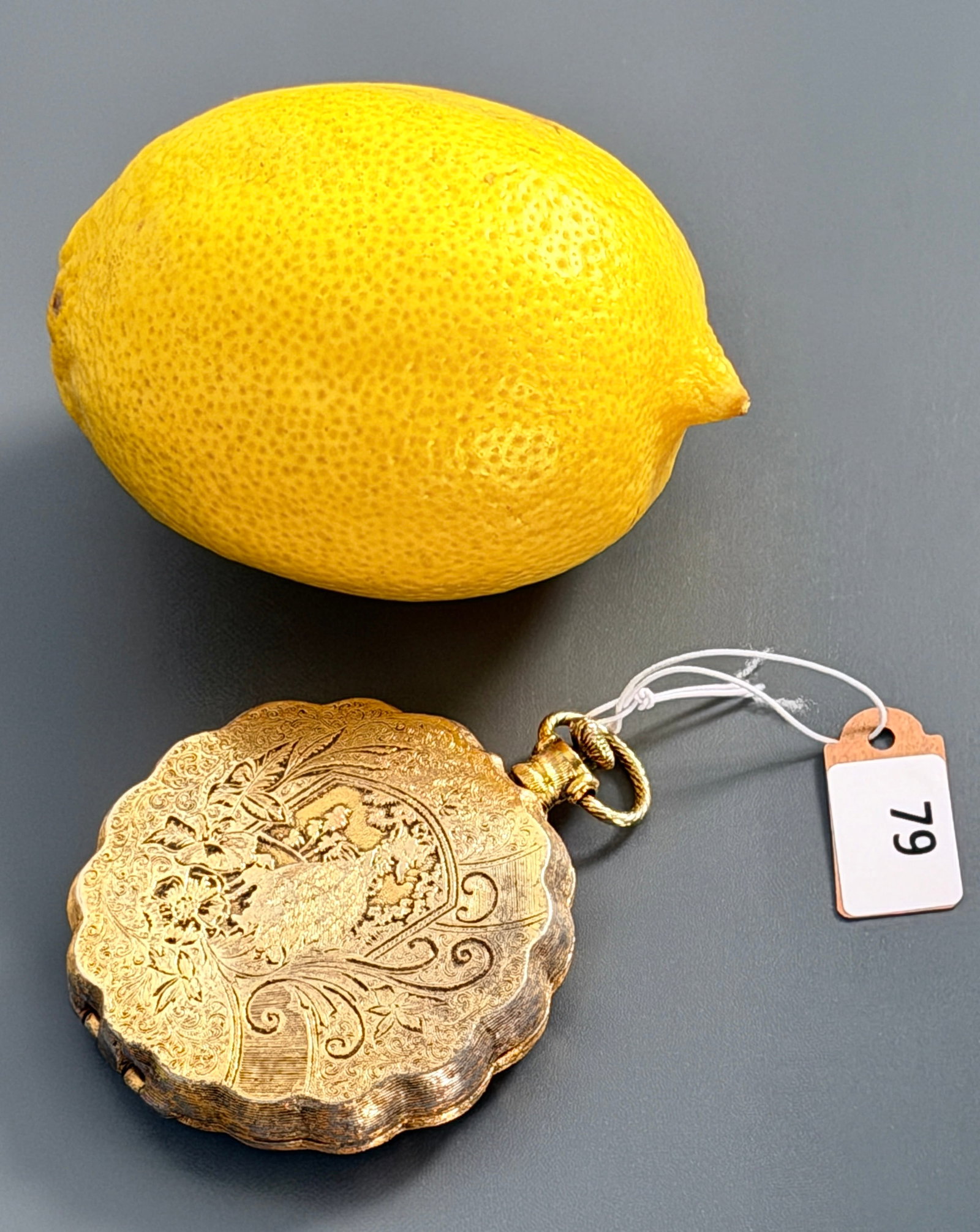 Vintage Gilded Compact Shaped as Pocket Watch Lady & Dog Galant Scenes: Vintage Gilded Compact Shaped as Pocket Watch Lady & Dog Galant Scenes Approximately 2 5/8 x 2 1/8 inches overall. For all high ticket items, including watches and jewelry, thebuyer identity has to be
