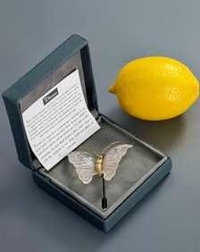 Daum France Art Glass Butterfly Pin Brooch Signed Boxed