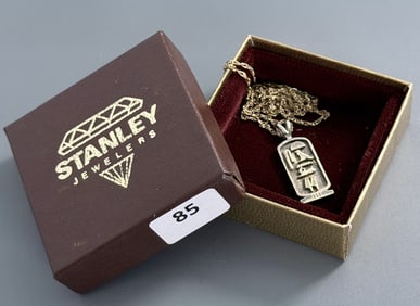 Egyptian Hieroglyphs Amulet Vintage Stanley Jewelers Sterling Silver Signed Cartouche Pendant