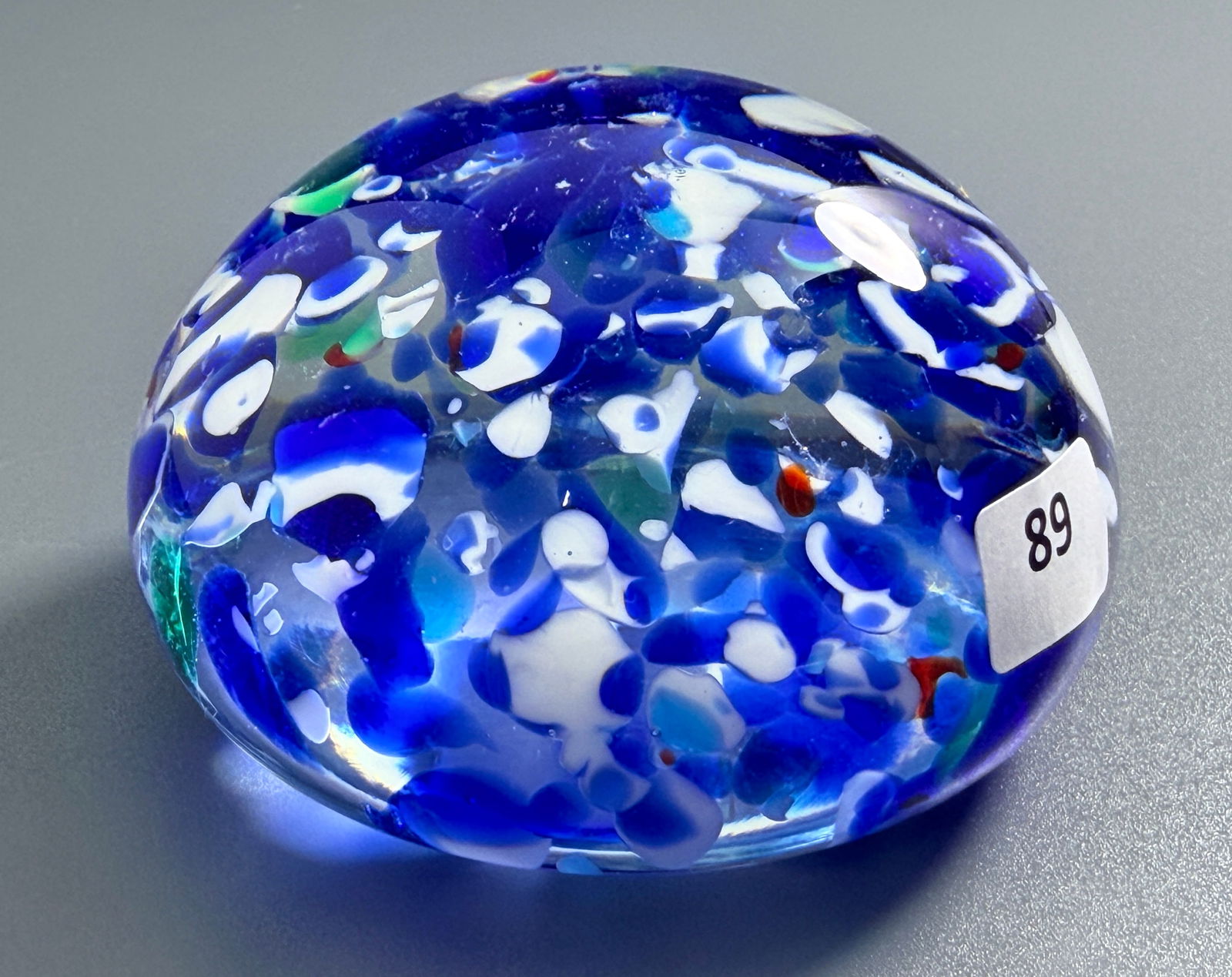 Vintage Murano Blue White Mottled Art Glass Paperweight: Vintage Murano Blue White Mottled Art Glass Paperweight Approximately 3 1/4 inches in diameter. For all high ticket items, including watches and jewelry, thebuyer identity has to be confirmed prior to