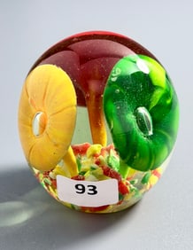 Vintage Three Color Flower Paperweight