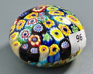 Colorful Millifiori Vintage Art Glass Paperweight