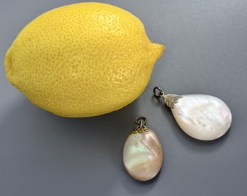 Vintage Carved Mother of Pearl Pendants Lot of 2