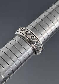 Surf Wave Sterling Silver Band Marked 925 Ocean Beach Eternity Wedding Ring