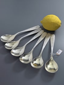 Soviet Russian Flatware Gold Wash Desert Spoons c 1970-s Set of 6