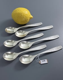 Vintage Mid Century Modern Tea Spoon Set of 6 Spoons Made in USSR