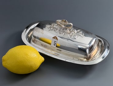 Silver Plated Butter Dish with Glass Insert