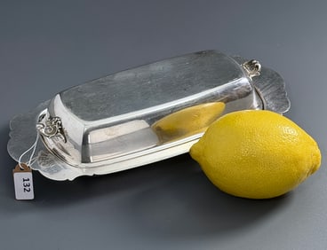 Vintage Silver Plated Butter Tray With Lid and Glass Insert