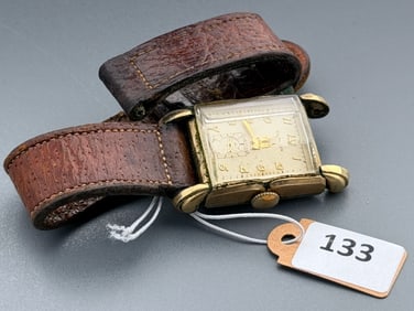 Clinton Swiss 17 Jewel Vintage Art Deco Watch Movement Fancy Crystal GF Case for Parts or Repairs