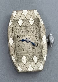 Benrus Vintage Art Deco Arlequin Face 7 Jewel Watch Movement for Parts