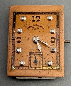 Paul Ditisheim Solvil Swiss 17 Jewel Art Deco Period Jeweled Face Watch Movement for Parts or