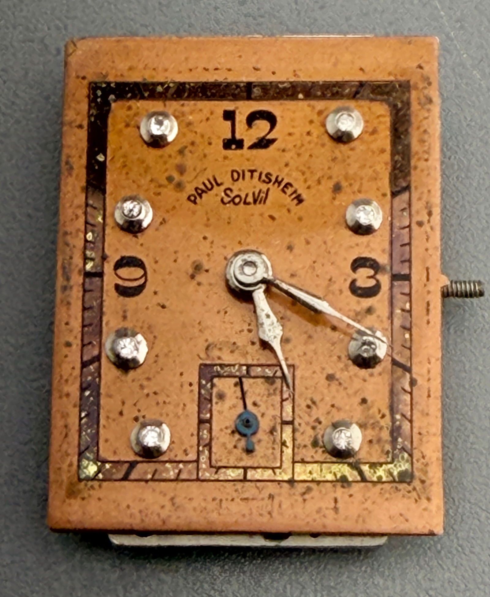 Paul Ditisheim Solvil Swiss 17 Jewel Art Deco Period Jeweled Face Watch Movement for Parts or (1 of 4)