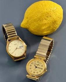 Seiko Penatech Vintage Quartz Gold Tone Watches As Is Lot of 2