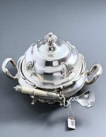 Forbes Silver Co Victorian Lidded Bowl Quadruple Silver Plate Spoon is not original but kind a fun