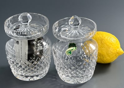 Lot of 2 Waterford Irish Crystal Jam Lidded Jars