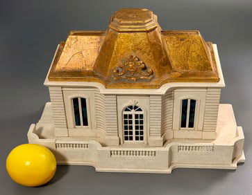Miniature Architectural Model Cottage Building Trinket Box Rich Gold Leaf Finishes on the Roof Fine