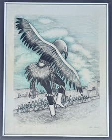 Laguna Pueblo Tribe Eagle Dancer by Alice Asmar 1929-2021 Californian Lebanese Greek Artist Mid