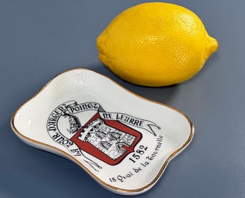 Restaurant La Tour d Argent Poinct Ne Leurre Dish Porcelain by Longchamp Mid Century France c1960