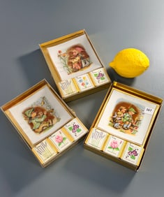 Vintage Porcelain Soap Dish and Perfumed Bath Cubes Lot of 3 Sets