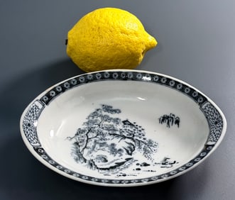 Antique Oriental Style Ironstone Pottery Oval Dish