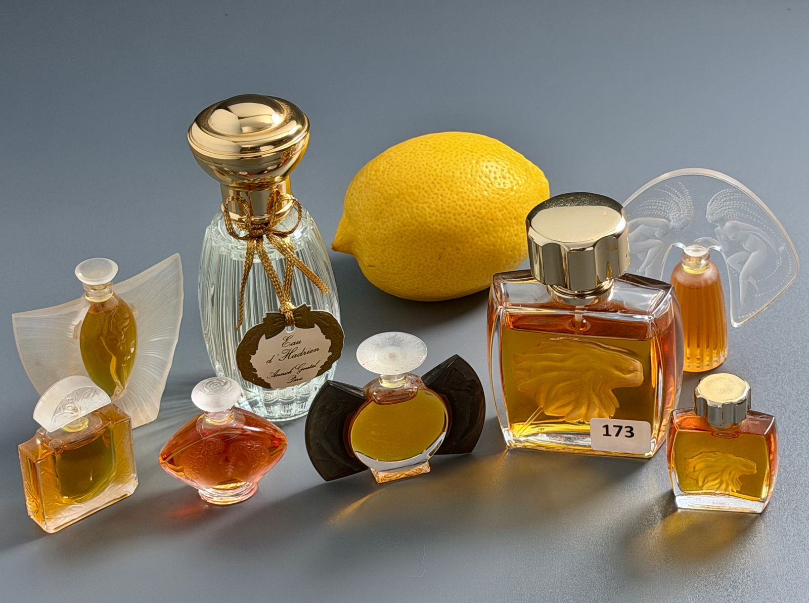 Collection of French Miniature Perfume Bottles Mostly Lalique Lot of 8 (1 of 5)