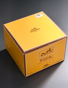 Hermes Caleche Perfumed Body Cream Vintage Paris France Vanity Decor Large Boxed Jar