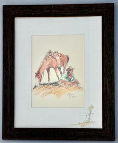 William T. Zivic American b.1930 Cowboy Horse Western Theme Limited Edition 100/250 Framed Print